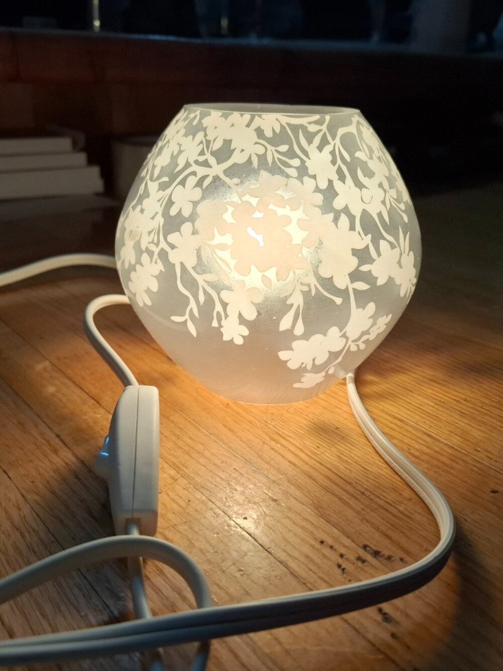 Vintage Ikea Knubbig Accent Table Lamp Light Cherry Blossoms Nightlight